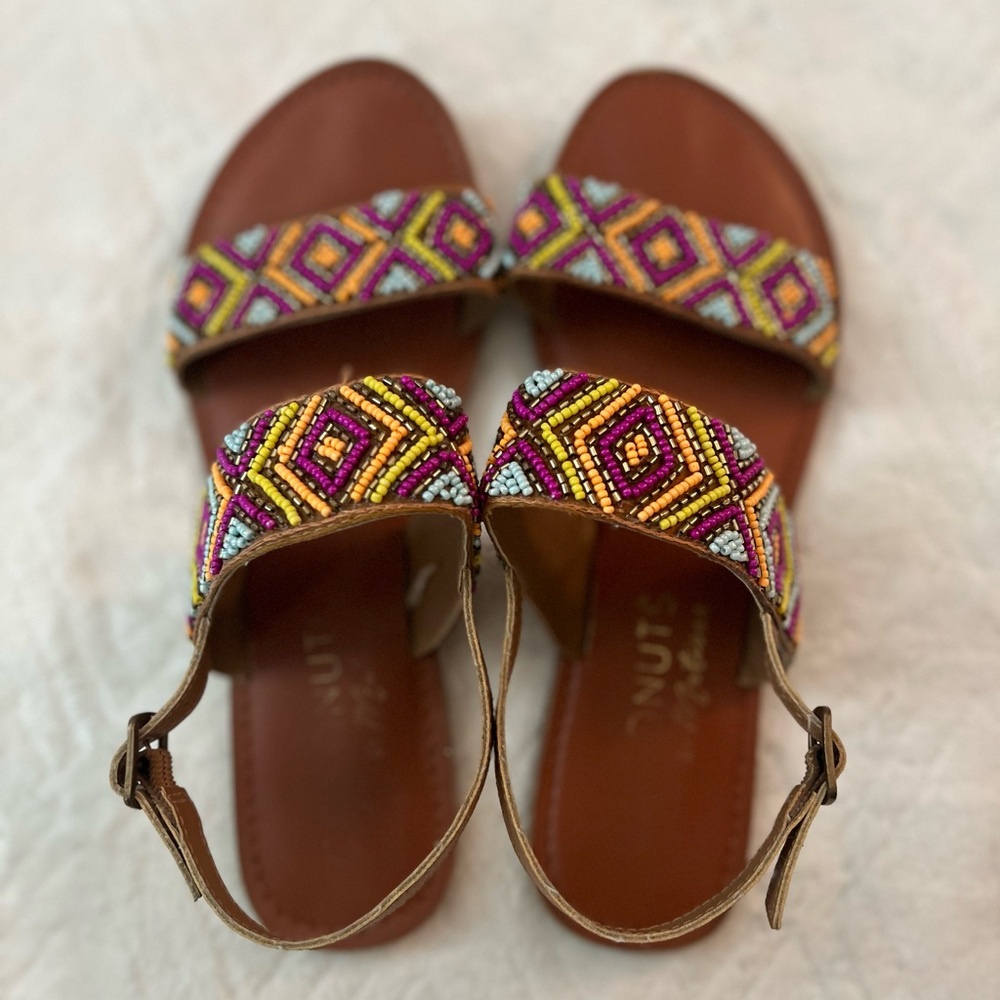 Coconuts by Matisse Multicolor Tribal Beaded Strappy Slingback Sandal Women’s 8